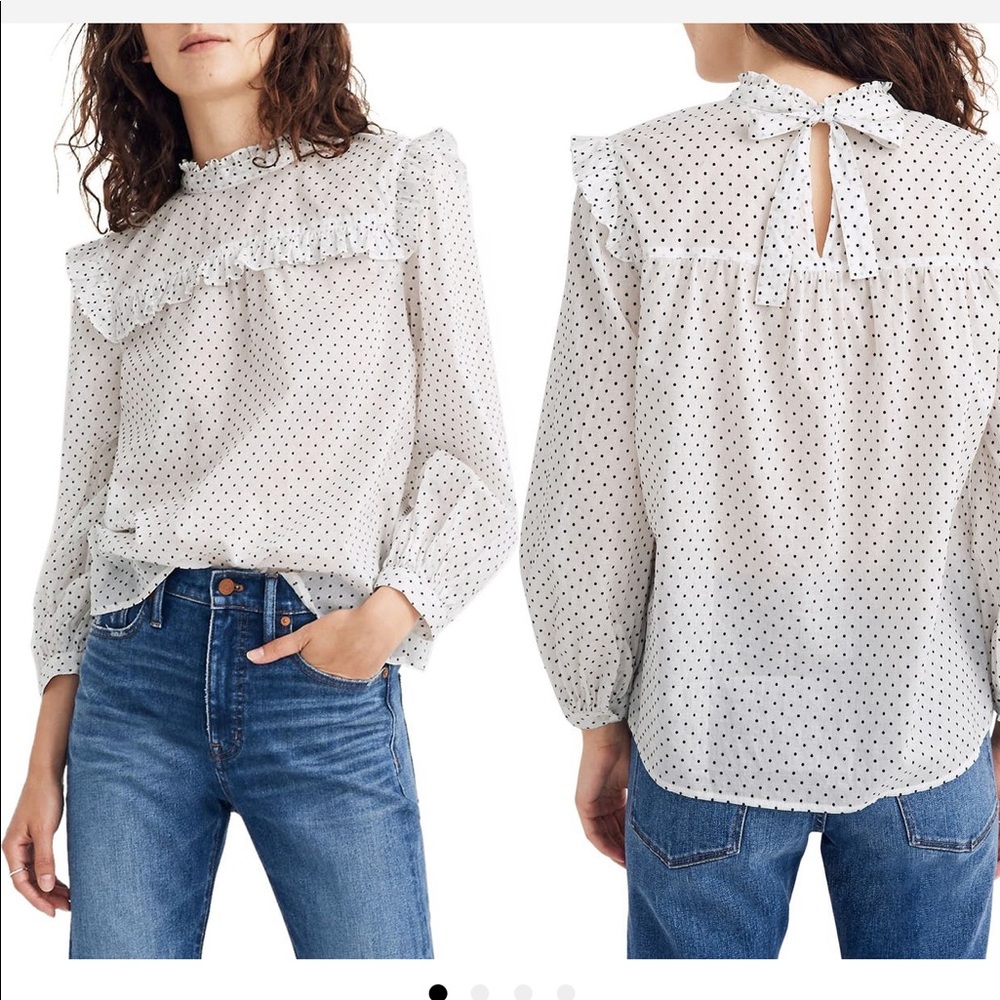 Madewell Mock Neck Ruffle Top